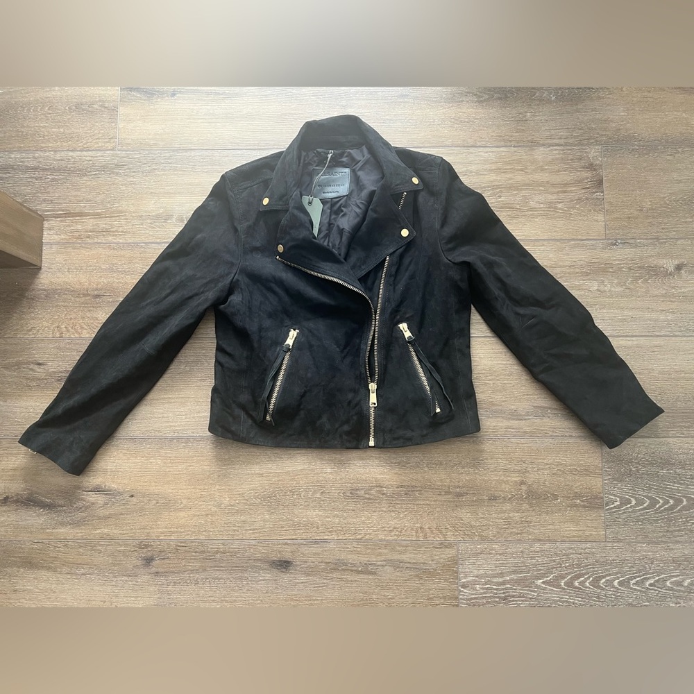 All Saints Suede Darby Biker Jacket - Picture 3 of 5